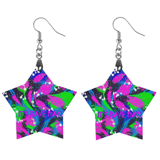 Saved By The Rave (It's Rave Day) Wooden earrings